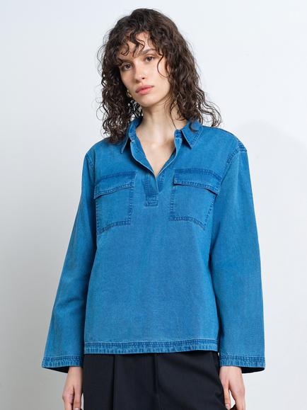 French Connection Zaves Pocket Denim Shirt, Blue, Blue