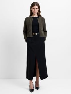 French Connection Noar Moss Stitch Cardigan, Khaki