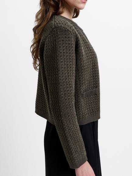French Connection Noar Moss Stitch Cardigan - view 2, Khaki