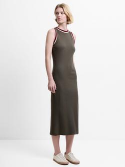 French Connection Alma Jersey Tipped Midi Dress, Vintage Khaki, Vintage Khaki