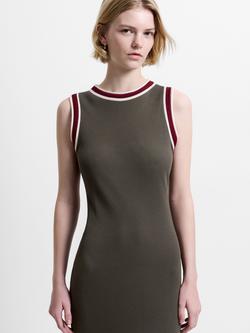 French Connection Alma Jersey Tipped Midi Dress, Vintage Khaki - view 2, Vintage Khaki