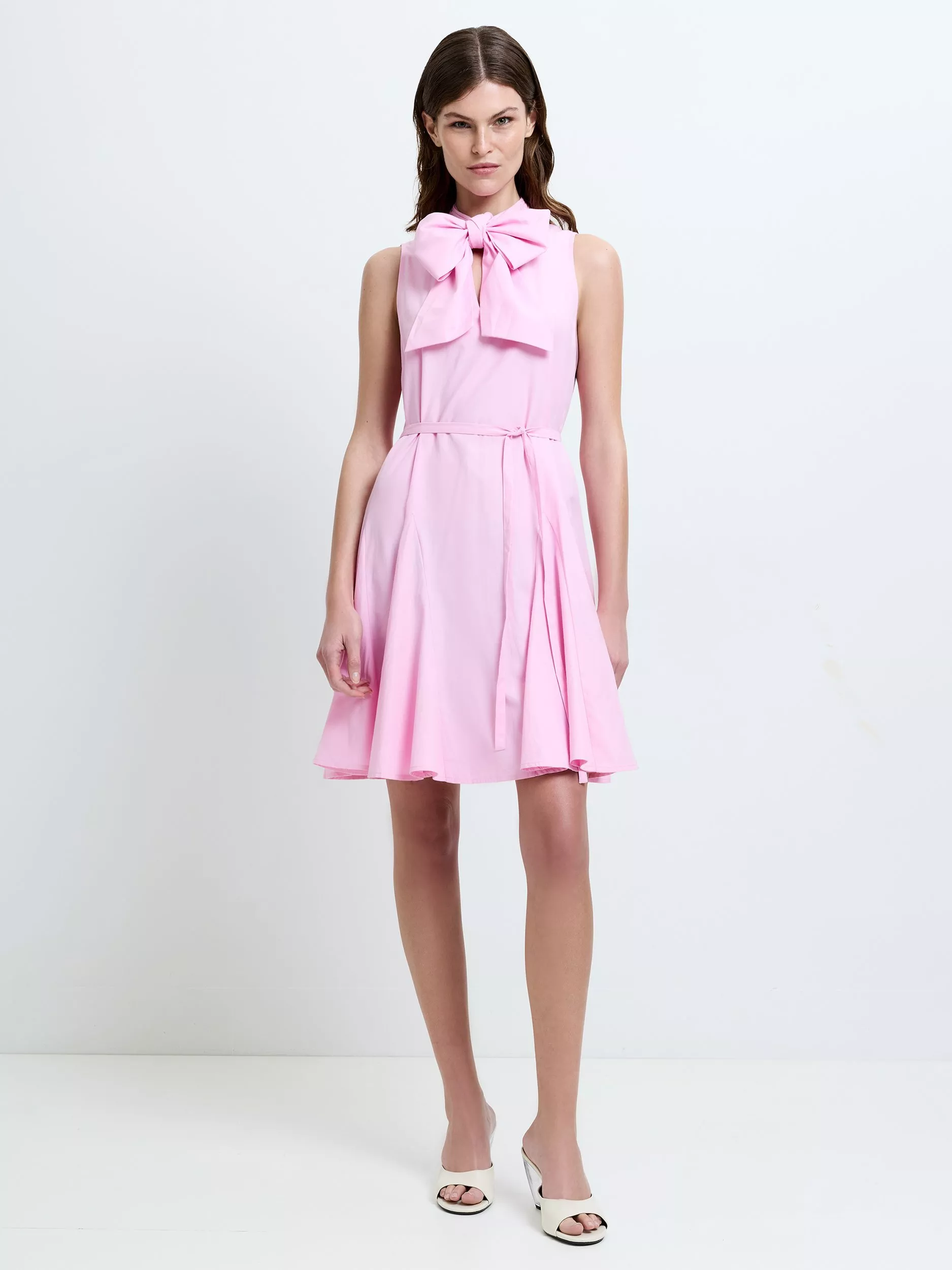 midi pink dress for women Pink V Neck Tie Ruffle Midi Dress