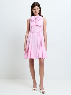 French Connection Era Poplin Godet Bow Mini Dress, Light French Pink, Light French Pink