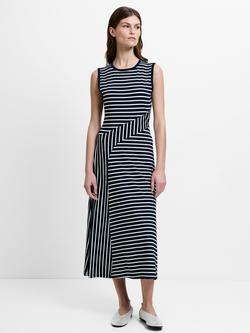 French Connection Kyra Stripe Sleeveless Dress, Navy/White, Navy/White