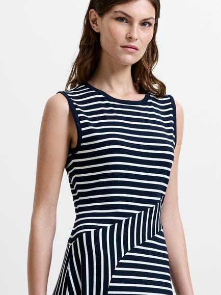 French Connection Kyra Stripe Sleeveless Dress, Navy/White - view 2, Navy/White