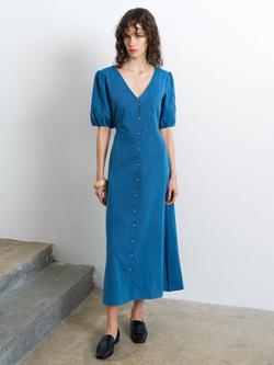 French Connection Zaves Chambray Midi Dress, Blue, Blue