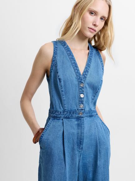 French Connection Arywoode Denim Jumpsuit, Light Wash - view 2, Light Wash