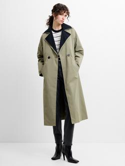 French Connection Kaci Double Collar Trench Coat, Khaki/Black, Khaki/Black