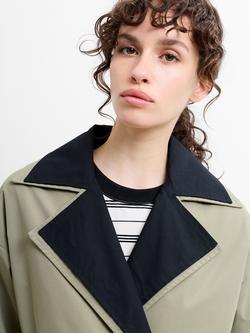 French Connection Kaci Double Collar Trench Coat, Khaki/Black - view 2, Khaki/Black