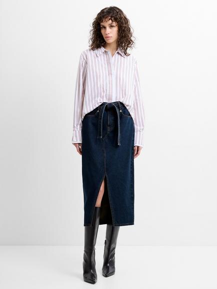 French Connection Dallas Denim Midi Skirt, Dark Indigo, Dark Indigo