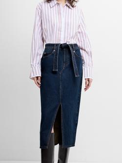 French Connection Dallas Denim Midi Skirt, Dark Indigo - view 2, Dark Indigo