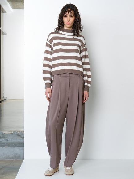 French Connection Larisa Stripe Jumper, Brown/Multi - view 2, Brown/Multi