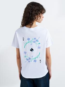 French Connection Ace Floral Spade T-Shirt, Linen White - view 2, Linen White
