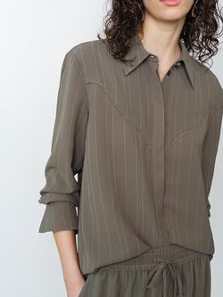 French Connection Erma Pinstripe Western Shirt, Vintage Khaki/White - view 2, Vintage Khaki/White