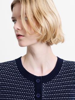 French Connection Haddie Faux Button Knit Top, Navy/Linen White - view 2, Navy/Linen White