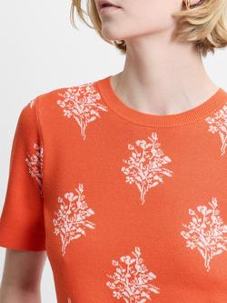 French Connection Imelda Floral Knit Top, Orange/Multi - view 2, Orange/Multi