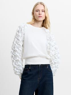 French Connection Krista Ruffle Sleeve Jumper, White, White