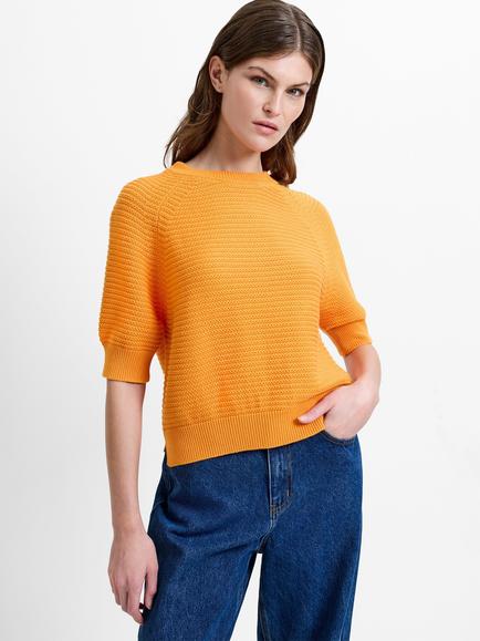 French Connection Lily Mozart Textured Knit Top, Apricot