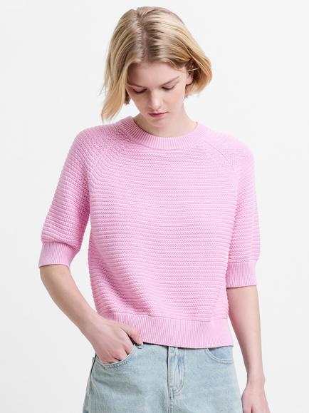 French Connection Lily Mozart Textured Knit Top, Light Pink