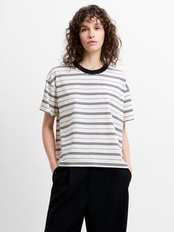 French Connection Pernille Stripe T-Shirt, Cream/Black, Cream/Black
