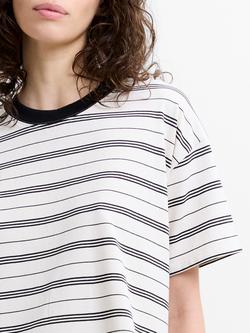 French Connection Pernille Stripe T-Shirt, Cream/Black - view 2, Cream/Black