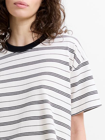French Connection Pernille Stripe T-Shirt, Cream/Black - view 2, Cream/Black