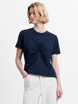 French Connection Rallie Ruched T-Shirt, Navy, Navy