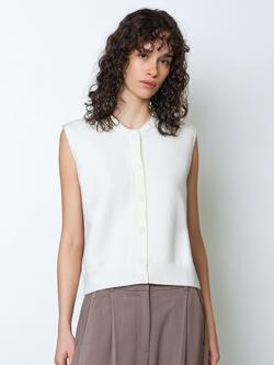 French Connection Shae Knit Bomber Vest Top, White, White