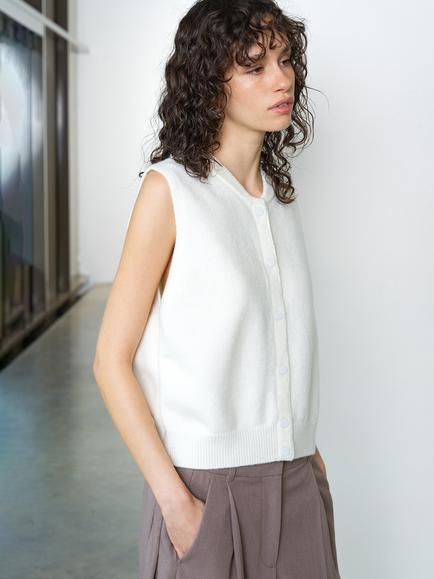 French Connection Shae Knit Bomber Vest Top, White - view 2, White