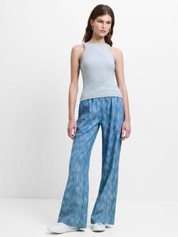 French Connection Bessie Textured Denim Trousers, Mid Blue, Mid Blue