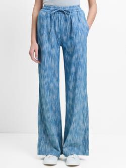 French Connection Bessie Textured Denim Trousers, Mid Blue - view 2, Mid Blue