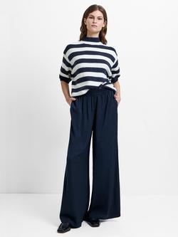 French Connection Damasco Air Flow Wide Leg Trousers, New Navy, New Navy