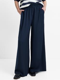French Connection Damasco Air Flow Wide Leg Trousers, New Navy - view 2, New Navy