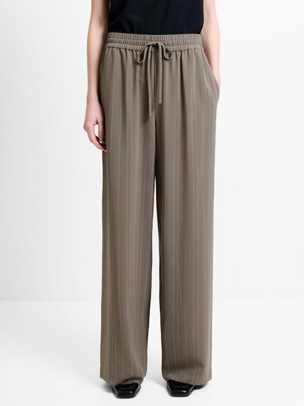 French Connection Erma Pinstripe Wide Leg Trousers, Vintage Khaki/White - view 2, Vintage Khaki/White