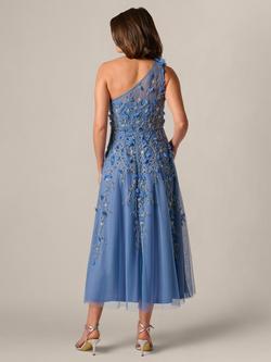 Adrianna Papell Petite Floral Applique Midi Dress, French Blue - view 2, French Blue