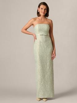 Adrianna Papell Glitter Jacquard Strapless Maxi Dress, Mint Glaze, Mint Glaze