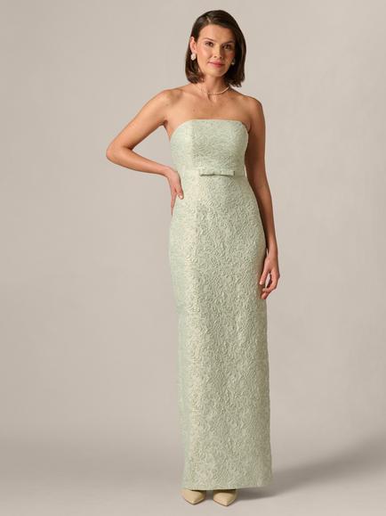 Adrianna Papell Glitter Jacquard Strapless Maxi Dress, Mint Glaze, Mint Glaze