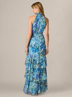 Adrianna Papell Petite Floral Glazed Chiffon Maxi Dress, Blue/Multi - view 2, Blue/Multi
