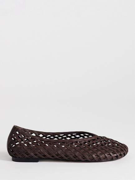 Topshop Luna Woven Ballerina Pumps, Chocolate, Chocoalte