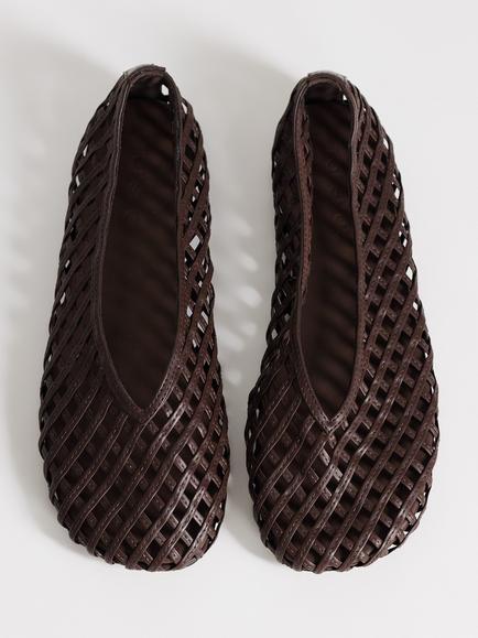 Topshop Luna Woven Ballerina Pumps, Chocolate - view 2, Chocoalte