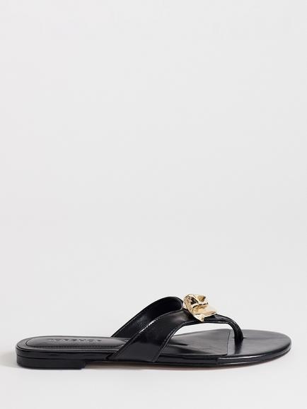 Topshop Eden Toe Post Hardware Detail Thong Sandals, Black, Black