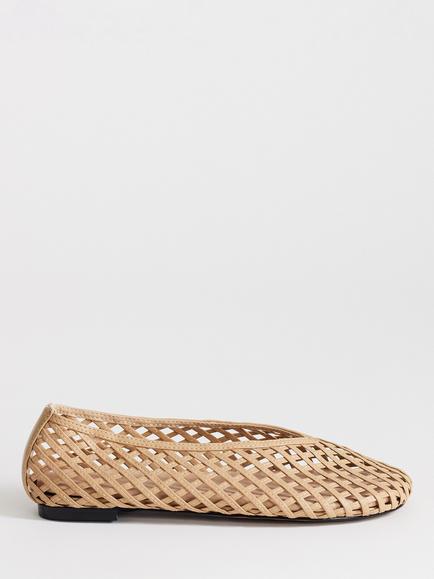 Topshop Luna Woven Ballerina Pumps, Sand, Sand