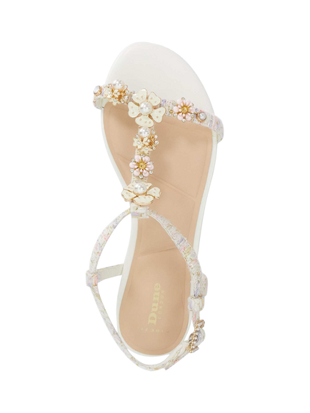 Dune London Nature Wide Fit Embellished T Bar Sandals, Multi - view 2, Multi