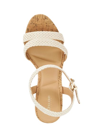 Dune London Kipling Wide Fit Wrap Strap Wedge Heeled Sandals, Ecru - view 2, Ecru