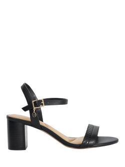 Dune London Jaycie Wide Fit Strap Block Heeled Leather Sandals, Black