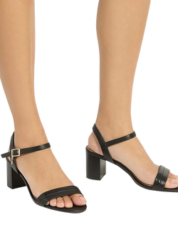 Dune London Jaycie Wide Fit Strap Block Heeled Leather Sandals - view 2, Black