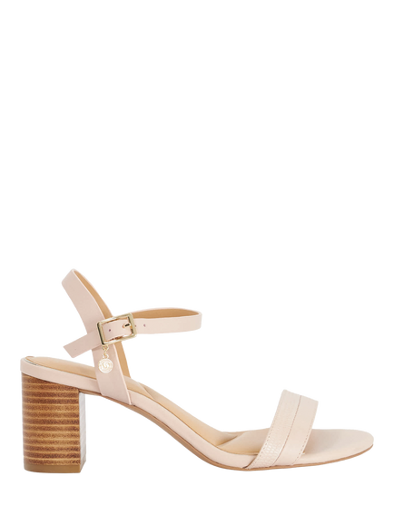 Dune London Jaycie Wide Fit Strap Block Heeled Leather Sandals, Blush