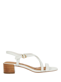 Dune London Wide Fit Jordin Cross Strap Block Heeled Leather Sandals, White