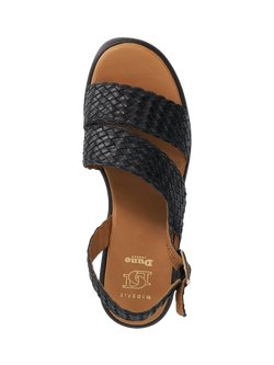 Dune London Kerbie Wide Fit Woven Double Strap Leather Sandals - view 2, Black