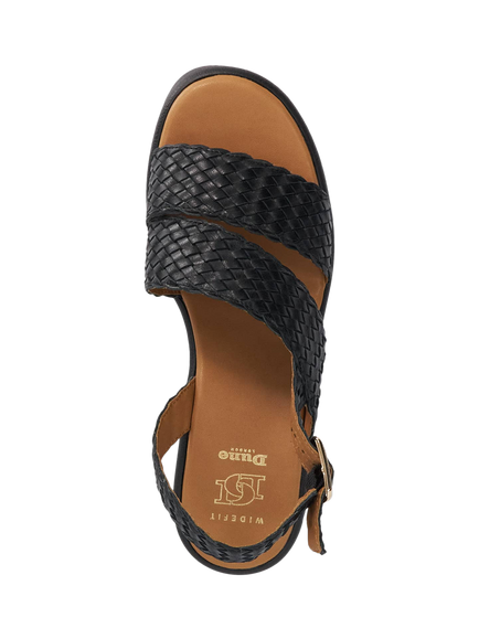 Dune London Kerbie Wide Fit Woven Double Strap Leather Sandals - view 2, Black